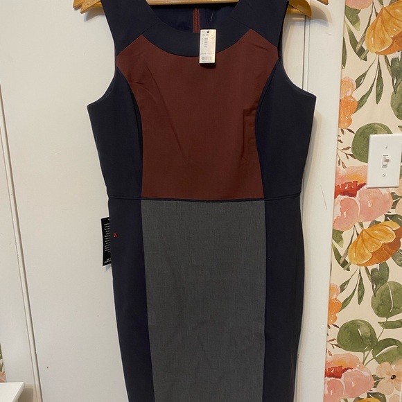 The Limited Dresses & Skirts - The Limited Navy and Burgundy Colorblock Midi Dress